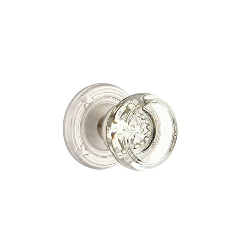 Ensemble de faux boutons Emtek avec ruban et roseau et bouton de verre Georgetown, Nickel satiné