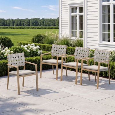 Ensemble de 4 chaises de patio en bois avec coussins Andersonville