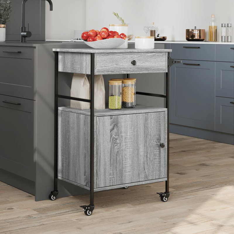 Nevis Metal Bar Cart, Grey Sonoma