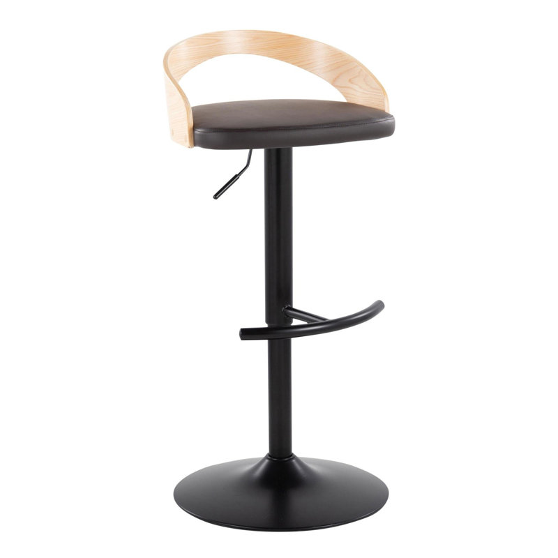 Tabouret de bar réglable, Naturel/noir, Brun, 1