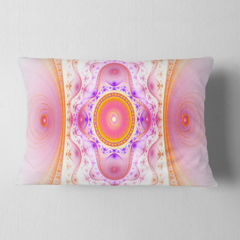 Coussin lombaire à motif abstrait fractal, Rose