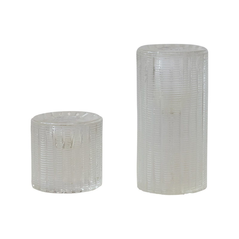 Porte-bougie en verre taillé