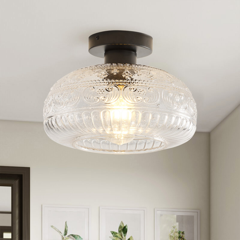 1-lamp Clear Glass Adjustable Iron Ceiling Light
