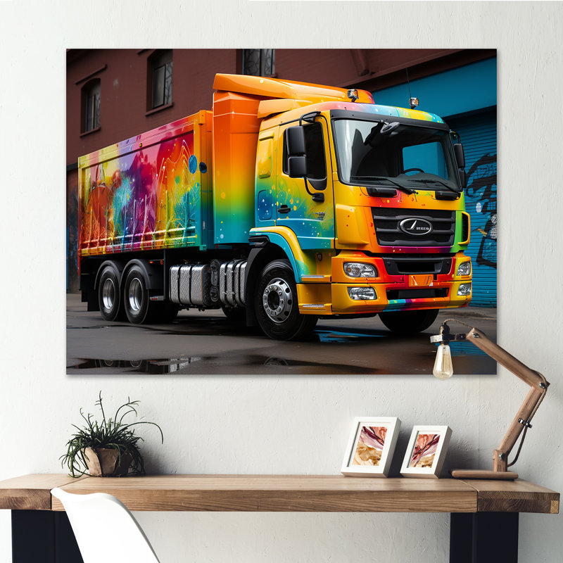 Graffiti urbain sur camion, livraison urbaine, Toile tendue, H 12 po x l 20 po x P 1 po