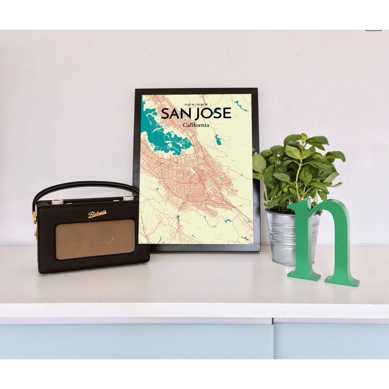 San Jose City Map - No Frame Print, 61cm H x 45.7cm W x 0.13cm D