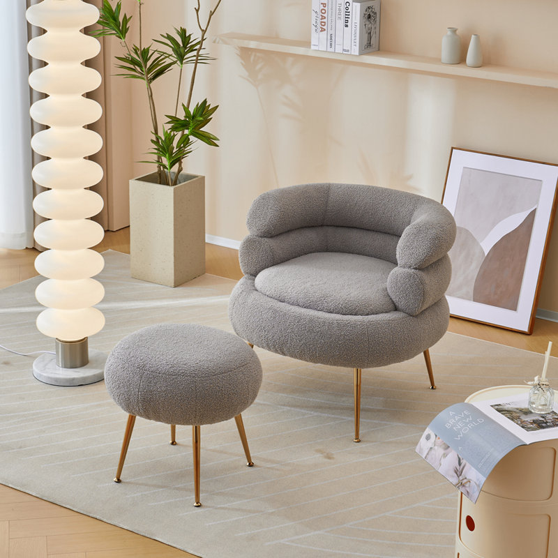 Fauteuil demi-tonneau avec repose-pieds Parkwoods, Mélange de polyester gris foncé