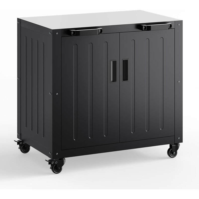 Grill Table, Outdoor Grill Cart Bar Cart with Storage Cabinet for Grilling Accessories, Outdoor Cooking Table, Made Entirely of Stainless Steel, for Kitchen Prep, Working Table, Lawn & Garden