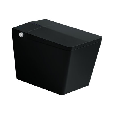 Black Square Smart Toilet With Built-In Tank For Bathroom, Remote Control, Tankless Bidet Toilet With Foot Touching Lid Opening, Auto Flush, Heated Seat, LED Digital Display, User Memory