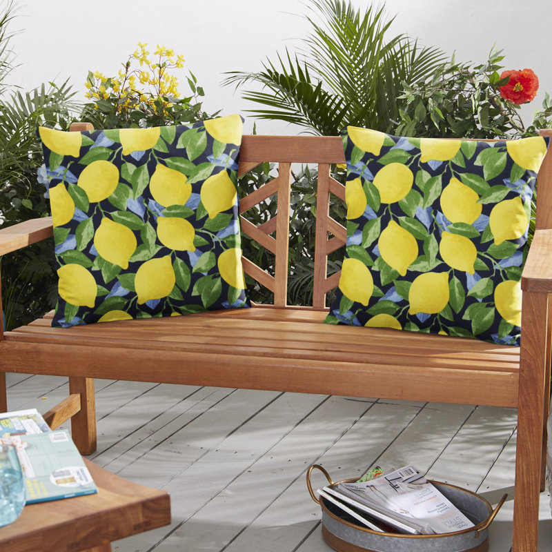  Housse de coussin d'extérieur carré Lemons, 16 po x 16 po
