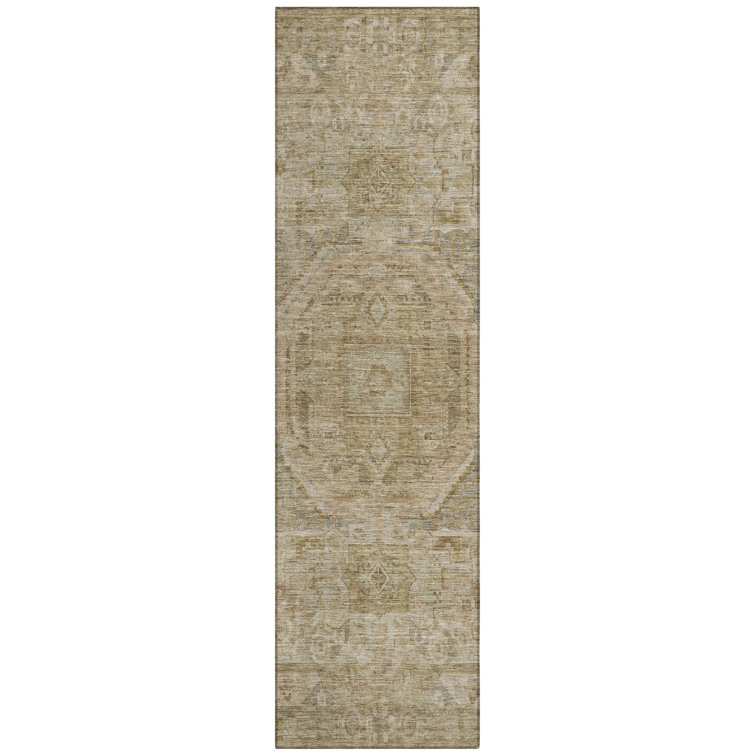 Machine Washable Indoor/Outdoor Xhevrie Tan Rug