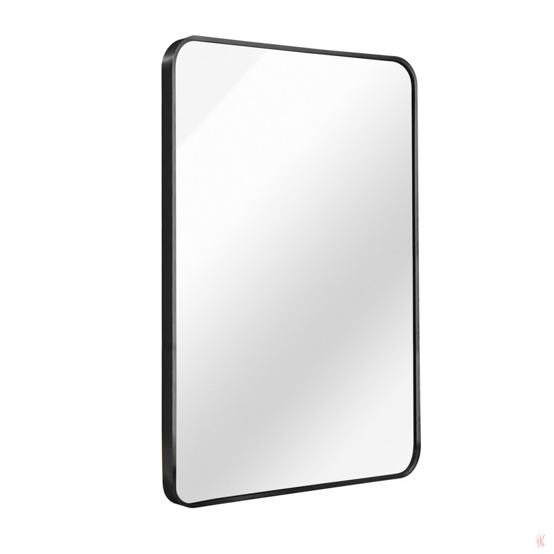 Metal Rectangle Barhroom Mirror, 24" x 36", Black