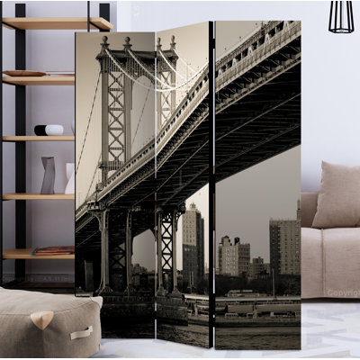 Keghart 172cm H Solid Wood Folding Room Divider