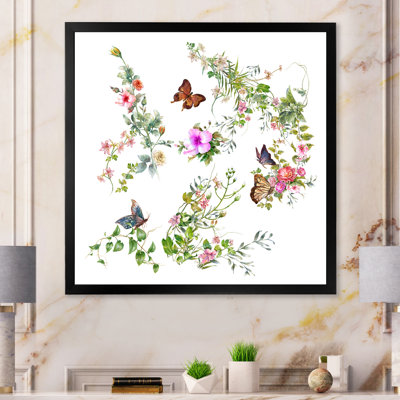 " Butterfly On Botanical Bouquet "