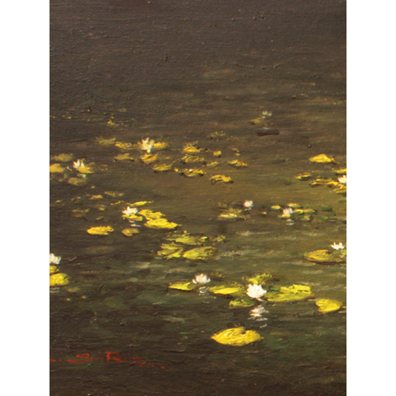 Chariot Bullock dans l'eau | Huile sur toile pour décoration murale | Par sri ram