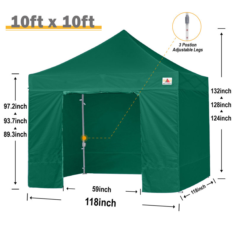 Auvent à ouverture instantanée de l 10 pi x P 10 pi Commercial, 10 pi x 10 pi, Vert forêt