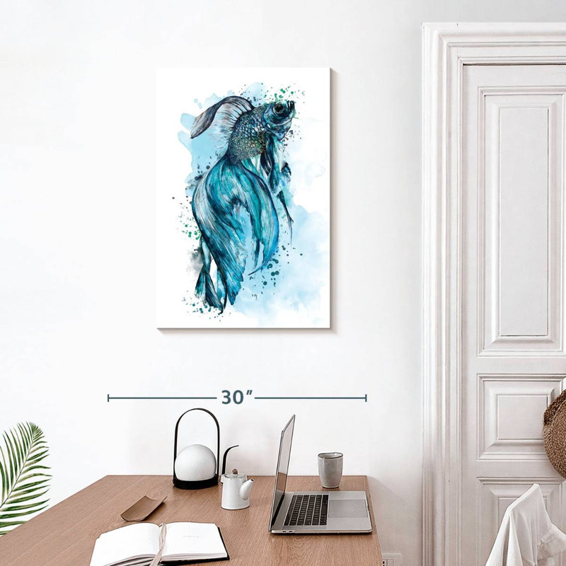 Blue Betta Fish Splash, 30" H x 20" W