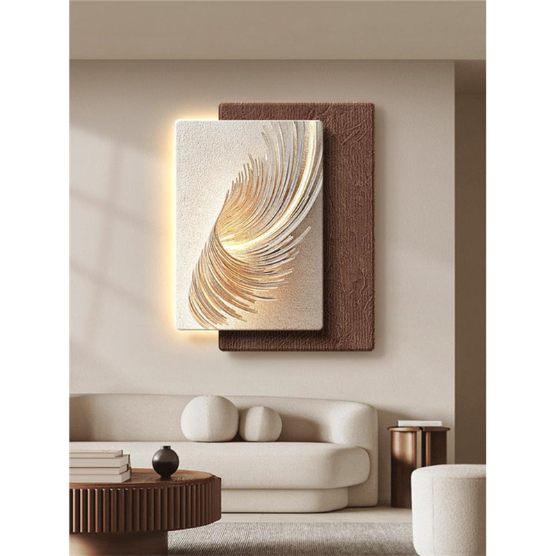 Zen-Style Abstract Sandstone Mural Lamp, 47.24" H x 39.37" W x 0.98" D