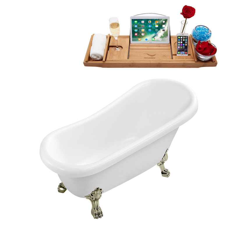 Baignoire de trempage sur pieds 61 po., Nickel brossé, Or poli