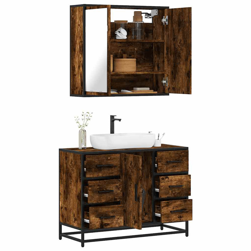 Alusine Bathroom Furniture Suite, Dark Wood