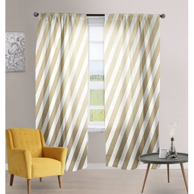 Rideau en polyester Mid-Century Gold Diagonal