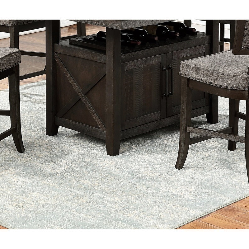 Rustic Counter Height Dining Table With Storage And Leaf Functioning Utility