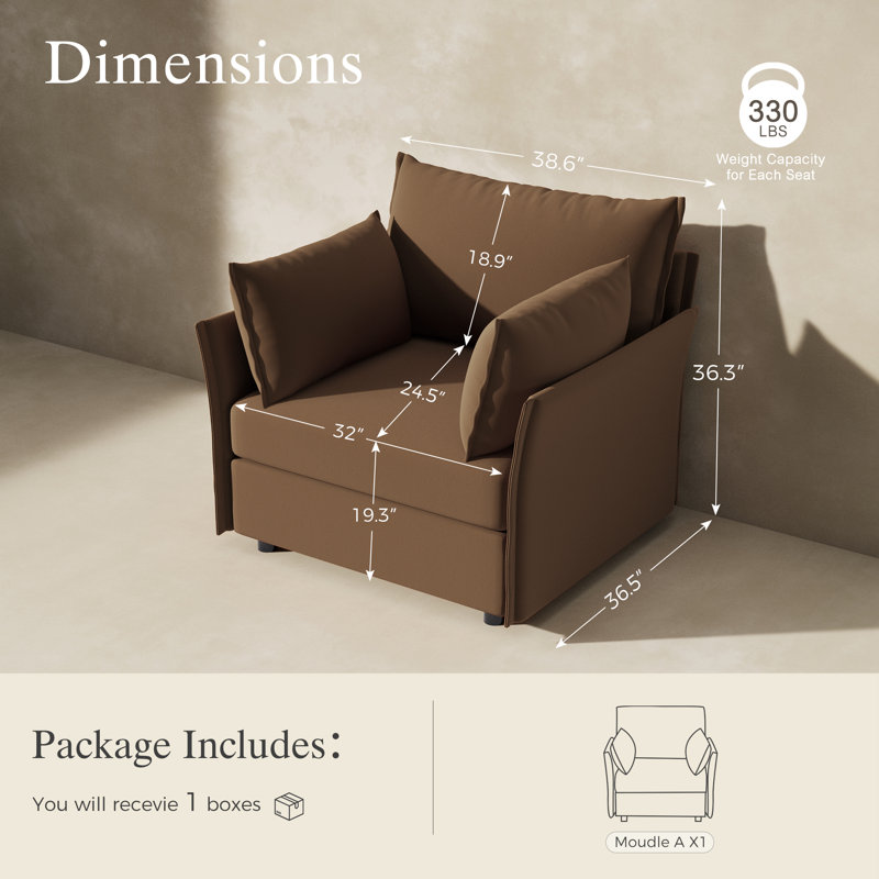 Fauteuil d'appoint rembourré avec accoudoirs brun Adrielle, Brun