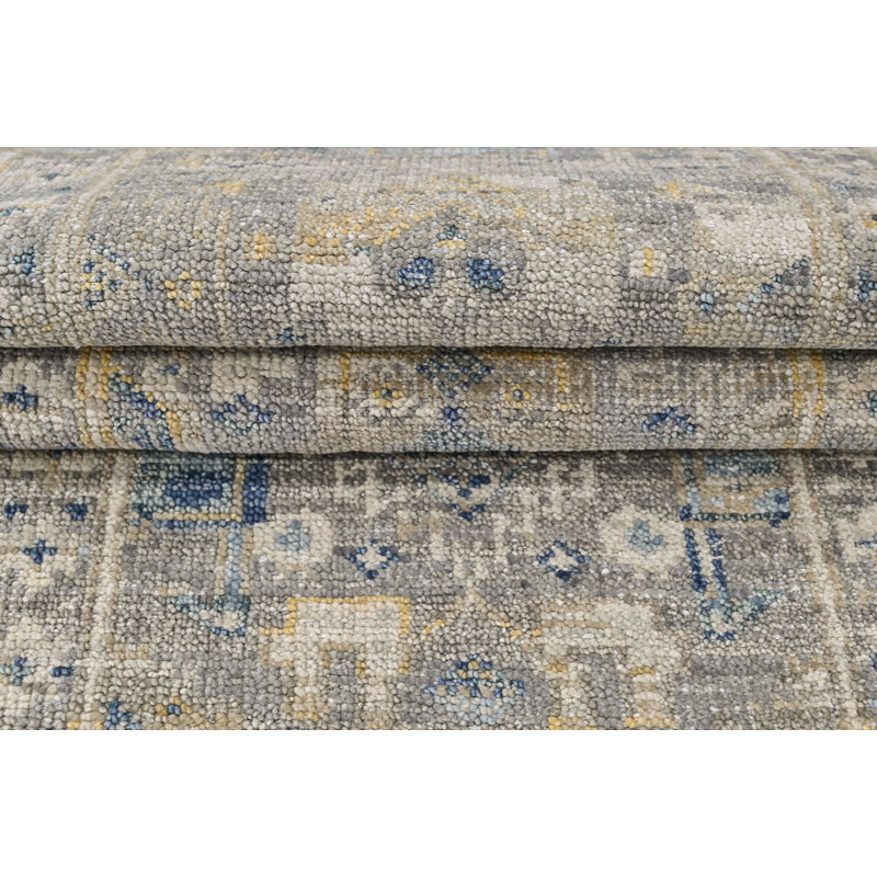 Tapis transitionnel en laine noué à la main 2 pi 6 po x 8 pi 10 po Oushak