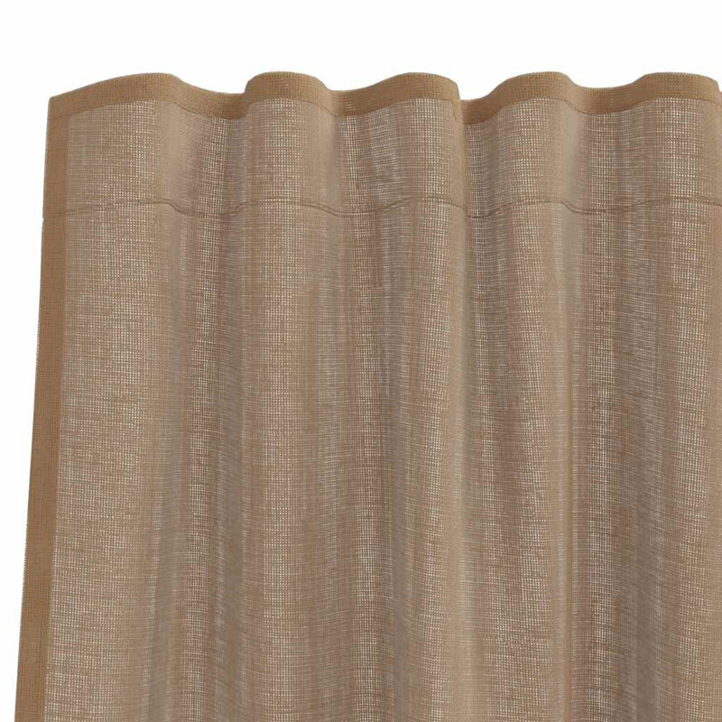 Semi Sheer Curtain Pair, 140cm Width x 260cm Drop, Light Brown