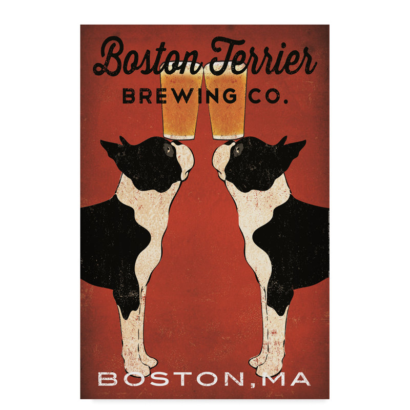 « boston terrier infusement co boston », reproduction d’impression sur toile tendue, H 19 po x l 12 po x P 2 po