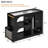 Nightstand, Mobile End Table With Lockable Wheels, Small Coffee Table With Fluted Tempered Glass-1171652254