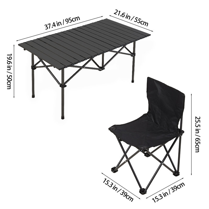 Rectangular Folding Table with 4 Chairs, 50cm H x 95cm W x 55cm D