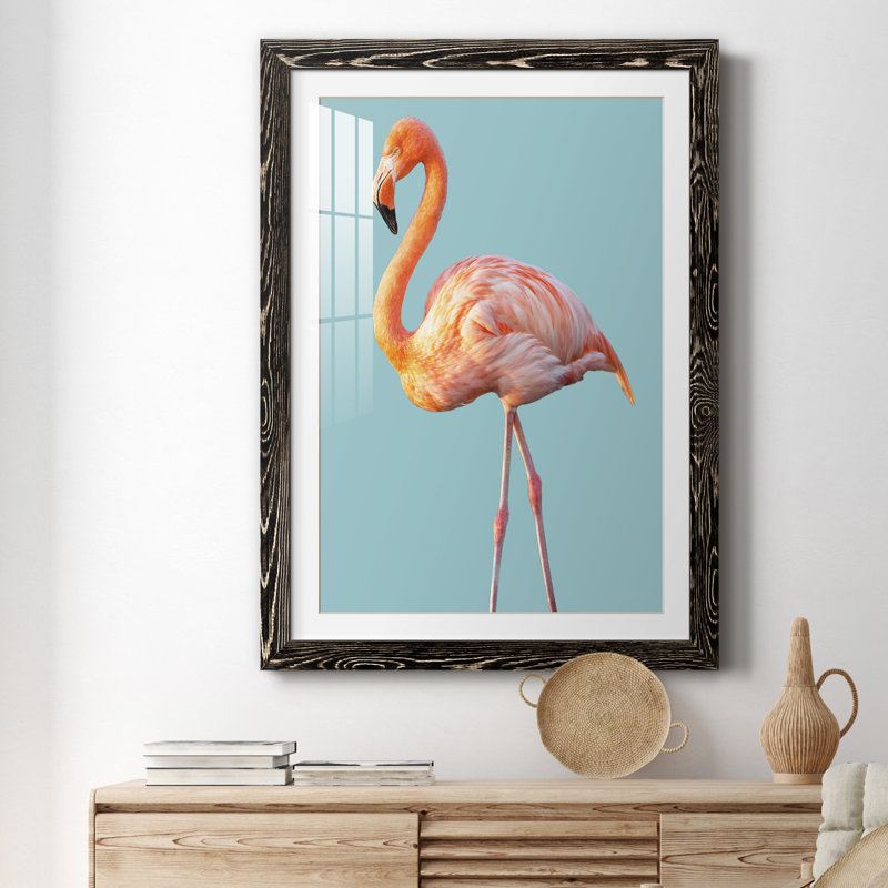 Flamant rose - cadre photo, H 31,5 po x l 23,5 po x P 1,5 po, Cadre noir