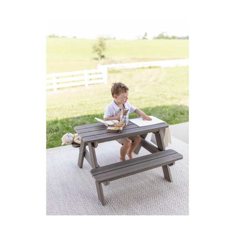 Berlin Gardens Kids Rectangular Picnic Table, Pacific Blue Top/Chocolate Brown Base