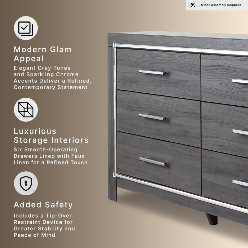 Layeska 60.67'' W 6 - Drawer Dresser