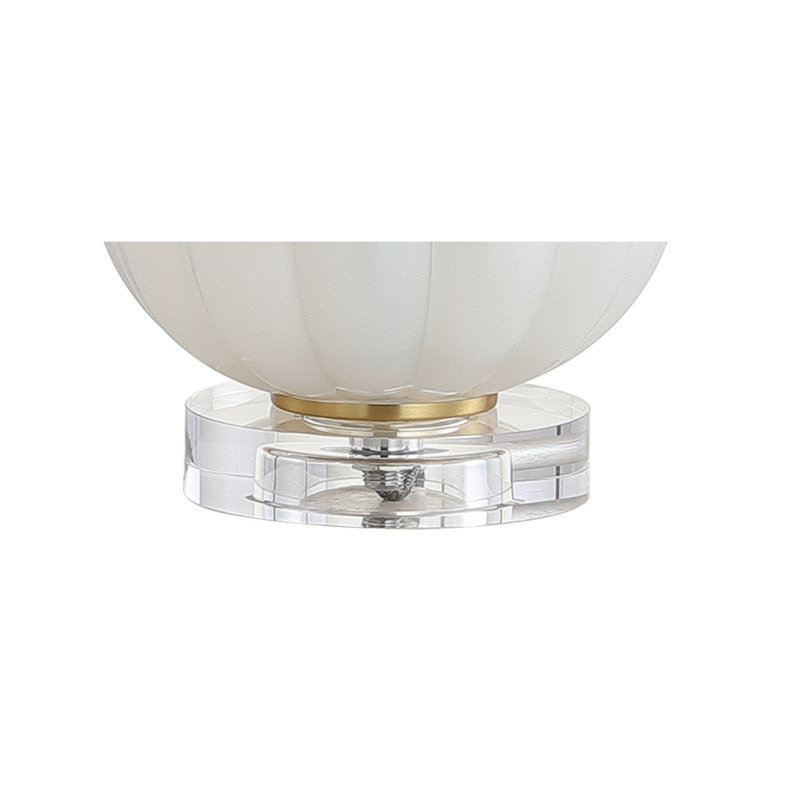 Lampe de table DEL en verre / cristal 17,5 po Haas, Blanc / or laiton