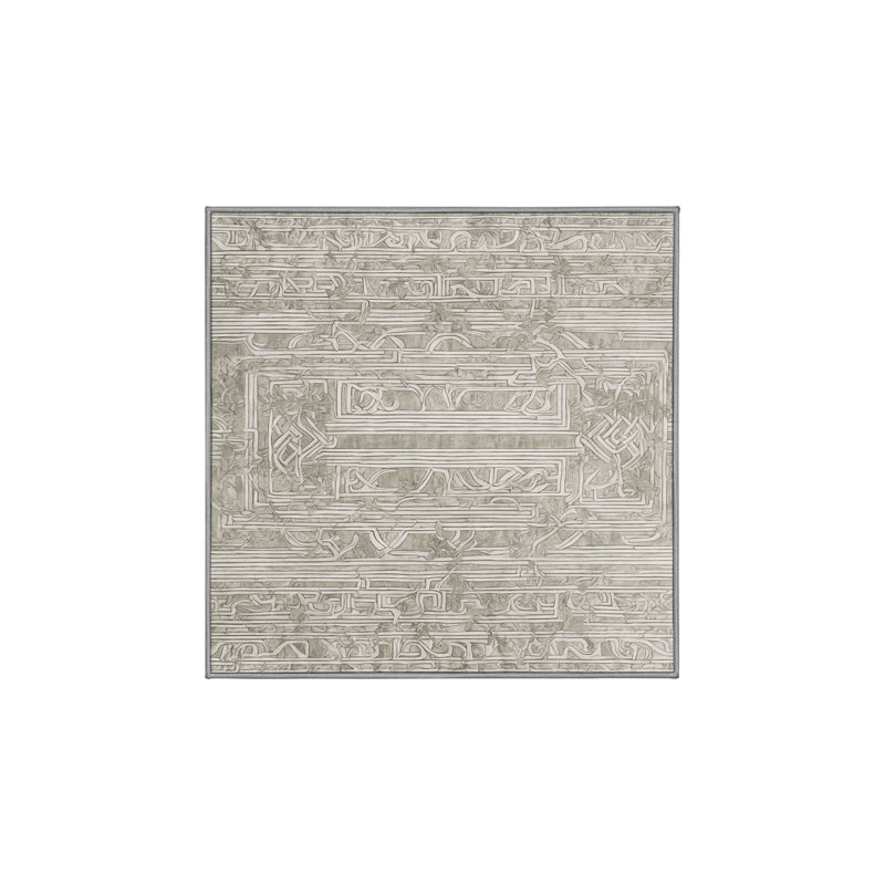 Machine Washable Gray Area Rug, Square 8'