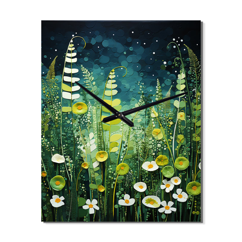 Horloge murale Ferns Plant Verdant Abundance IV - Floral, Petit