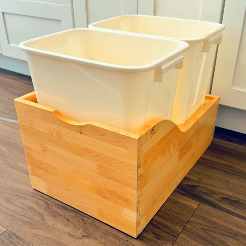 Solid Wood Pullout Trash Can With Soft-Close Slides