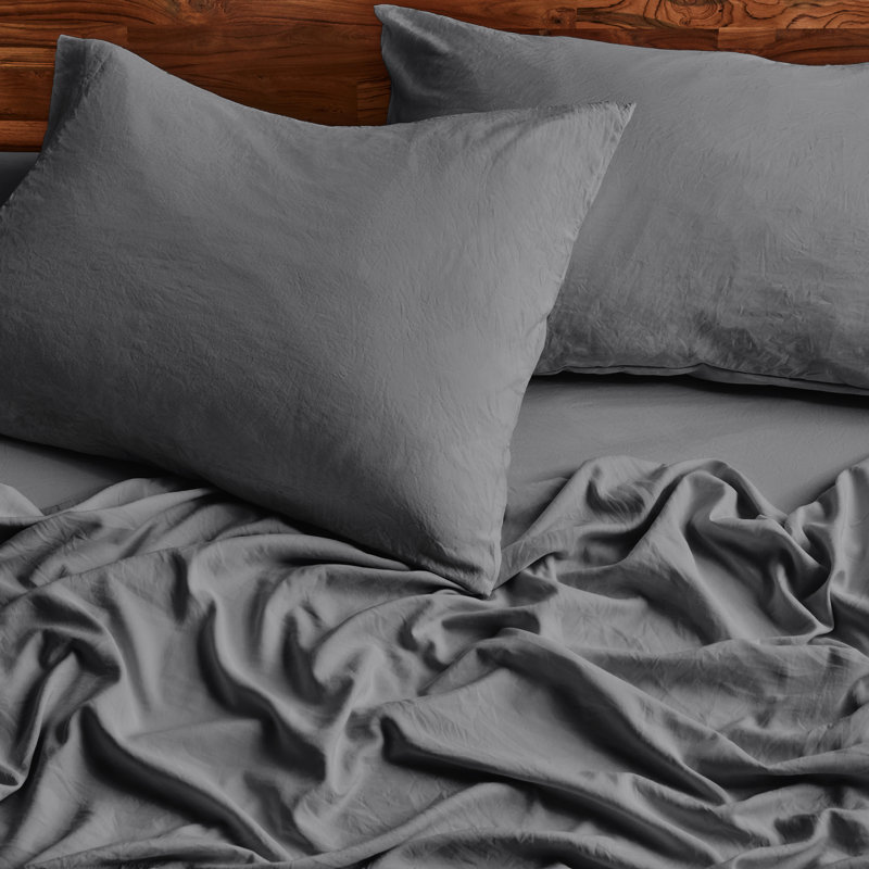 Washed Ultra-soft Microfiber Sheet Set, King Sheet Set with 2 Pillowcases, Gray