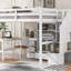 Lit mezzanine double avec bureau en L et tiroirs, armoire et escalier de rangement