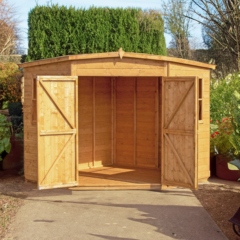 Corner Shed Shiplap with Double Doors, Dip Treated, No, 7ft. x 7ft.