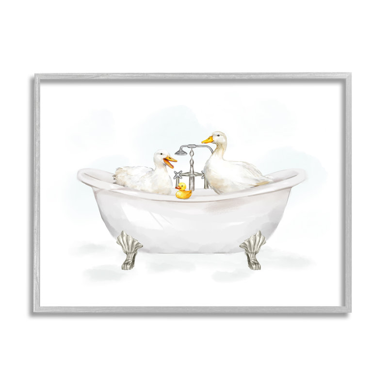 Canards dans la baignoire de Ziwei Li, H 16 po x l 20 po x P 1,5 po, Estampe numérique Farmhouse