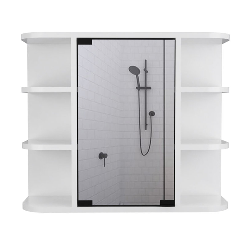 Ensemble de meuble-lavabo 2 pièces en blanc - meuble-lavabo à double porte et miroir, trousse de tablettes pour articles avec espace intérieur adéquat: accessoires de 6,28 po x 5,82 po, salle de bain compacte