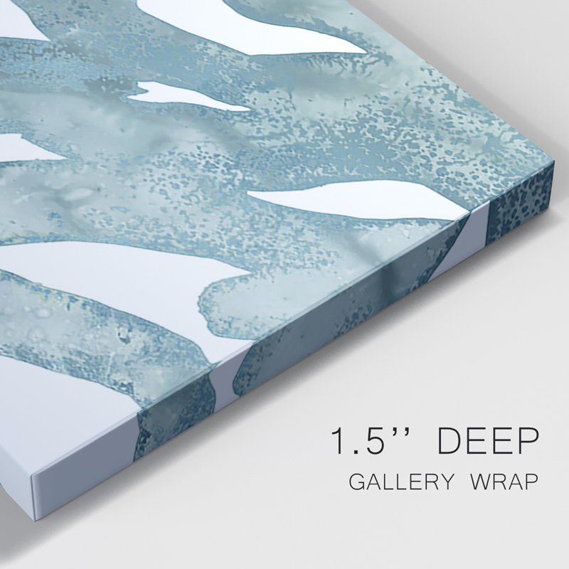 Blue Macro Coral III - Toile tendue avec châssis de qualité supérieure - Prêt à être accroché, H 27 po x l 54 po x P 1 po