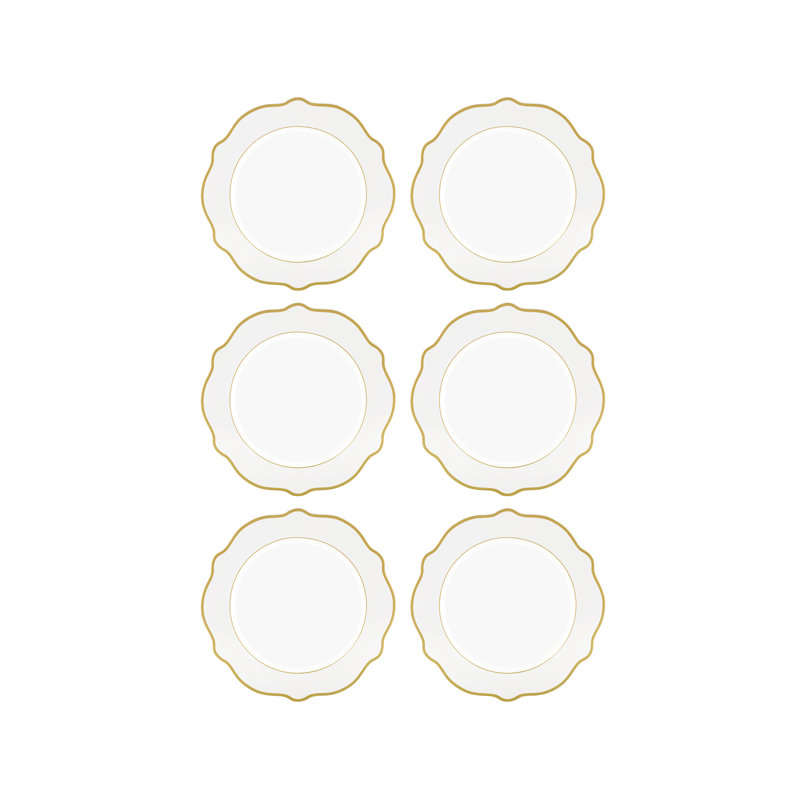 Jaswely Collection Porcelain Side Plates, Set Of 6 - White