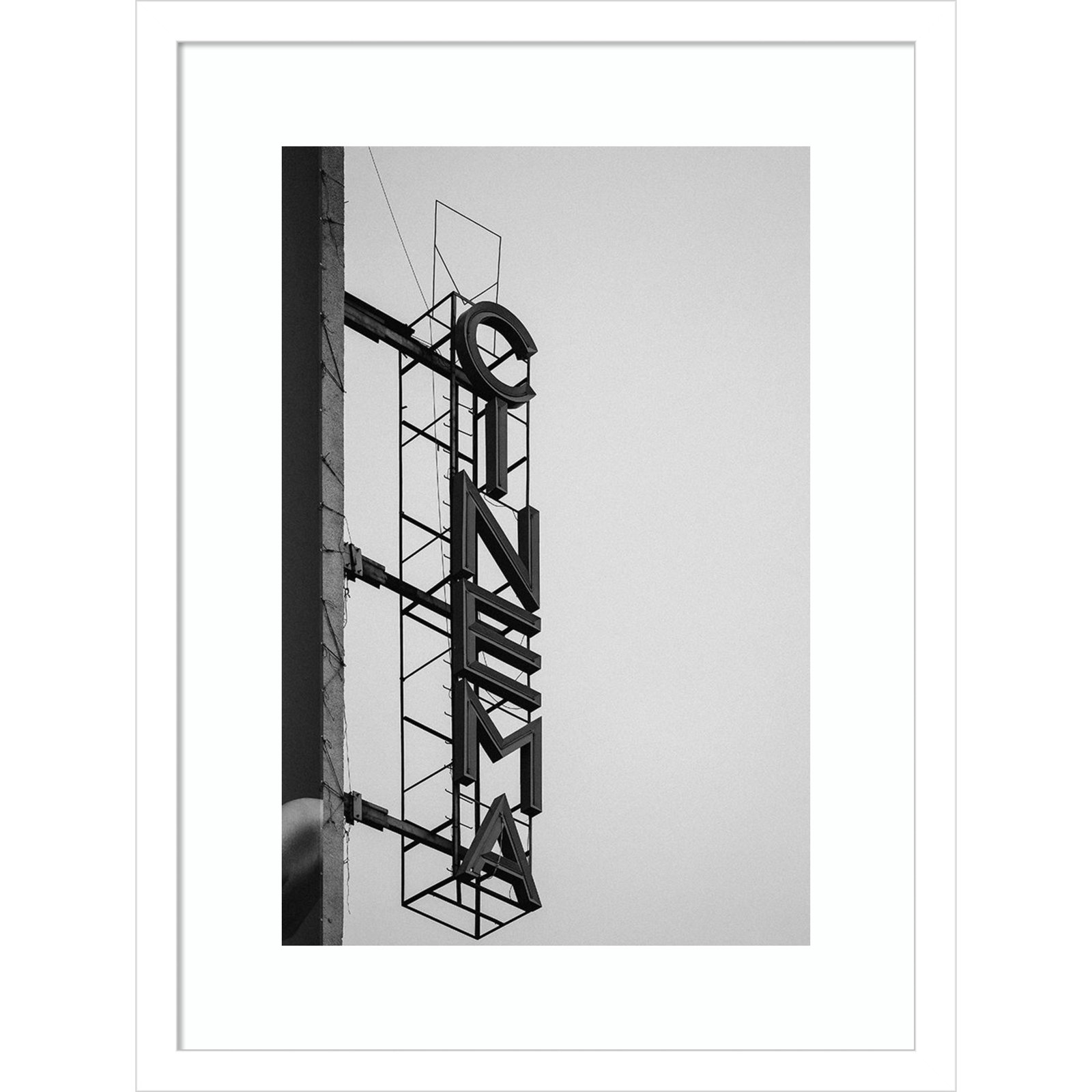 Cinema Marquee Sign Photo Print, 20.12" H x 15.12" W x 0.88" D, White