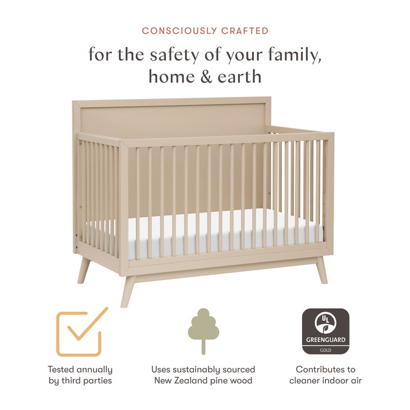 Palma 4-in-1 Convertible Crib with Toddler Bed Conversion Kit, Taupe