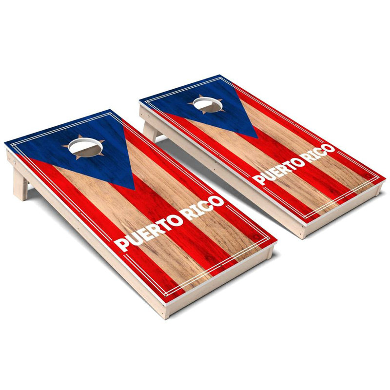 Ensemble de planche à cornhole composite toutes saisons International Flag 2.0 Puerto Rico, Ajouter un étui et des lumières