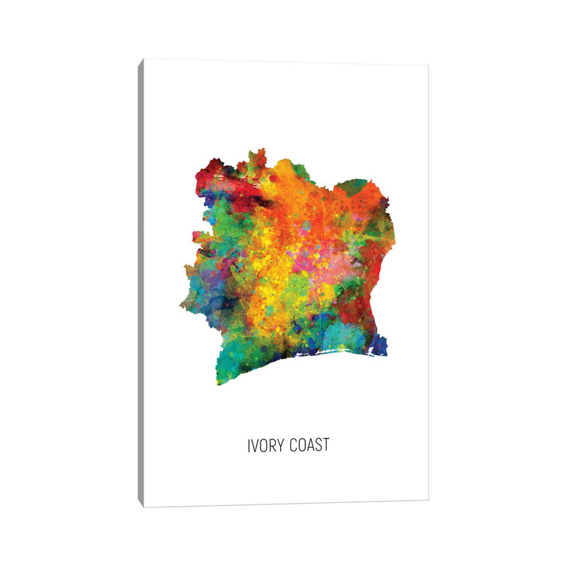 Ivory Coast Map by Michael Tompsett - Wrapped Canvas Print, 66.04 cm H x 45.72 cm W