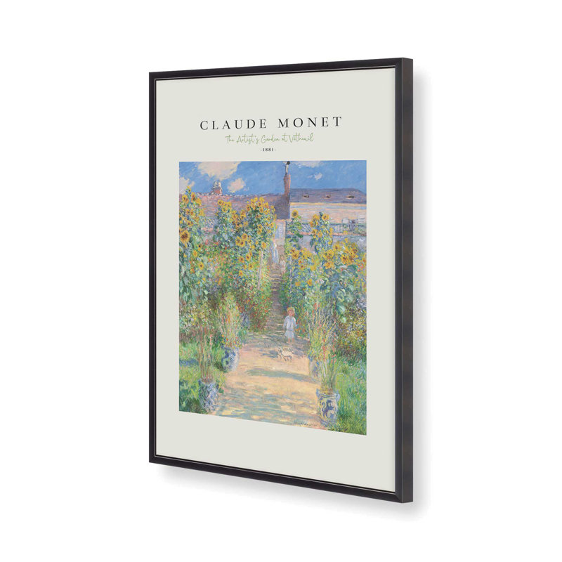 The Artist's Garden par Monet v2, reproduction dans un cadre, H 17,25 po x l 13,25 po, Zinc patiné